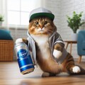 缶ビールの擬人化になろうとした猫 4枚目