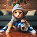 缶ビールの擬人化になろうとした猫 5枚目
