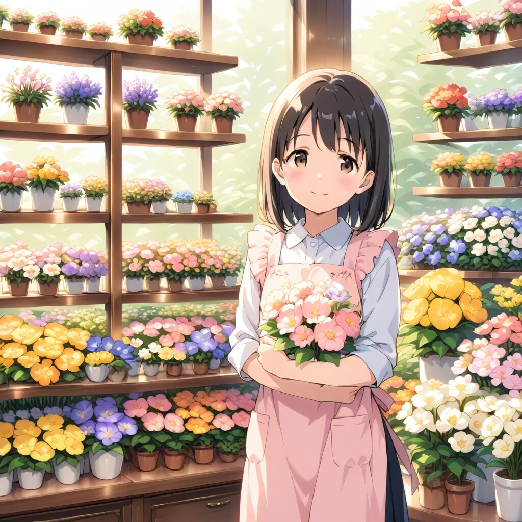 フラワーショップの店員女子