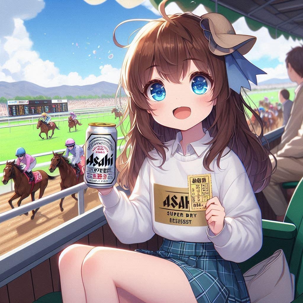 競馬観戦をする小さな女の子