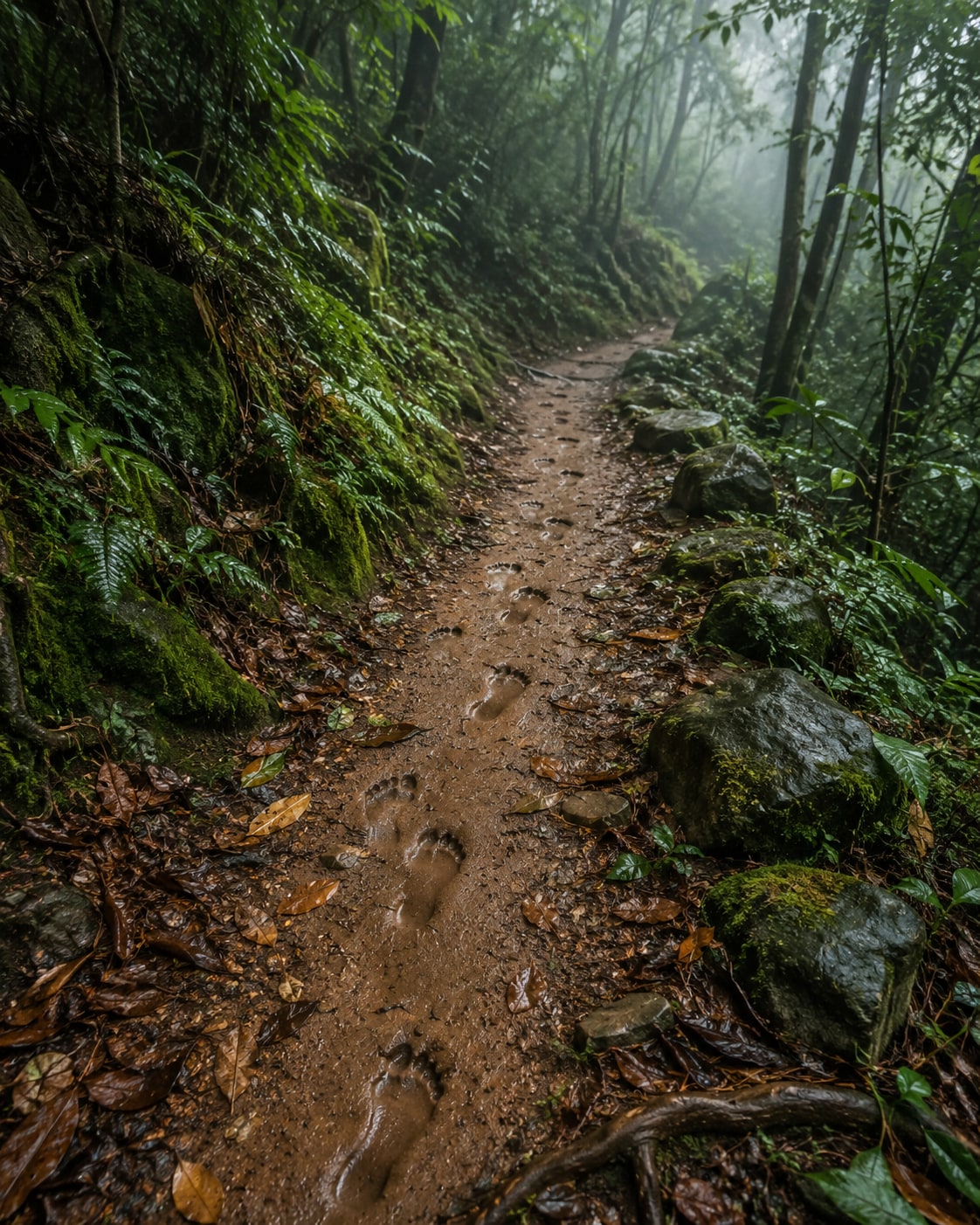 山道の足跡
