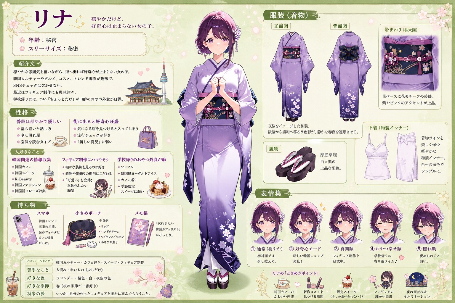 着物姿のキャラクターシート！