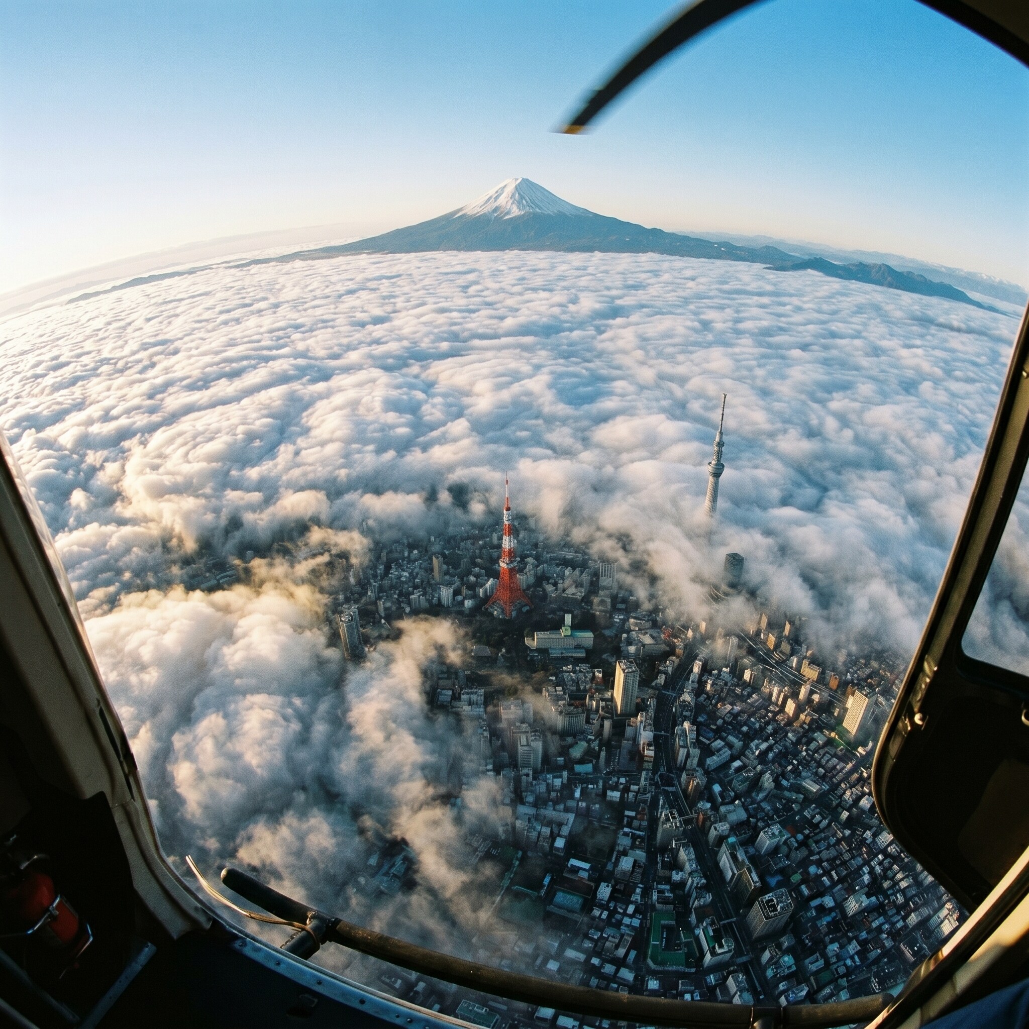高高度から富士山