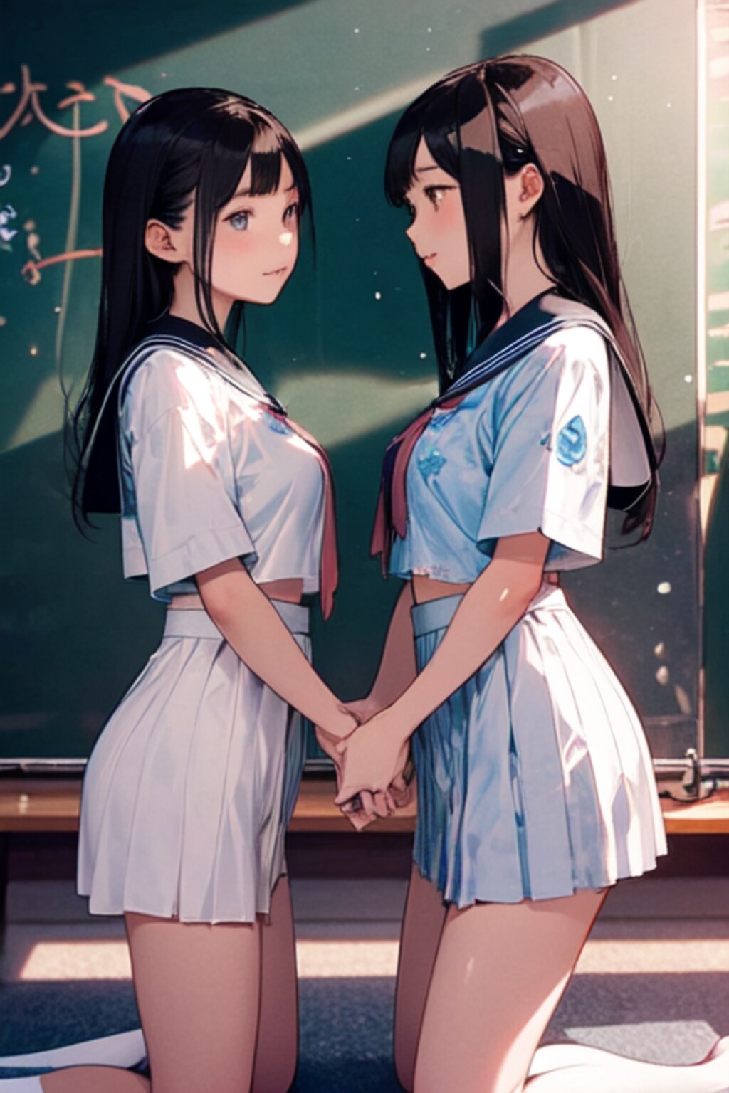 2人とセーラー服と女子高校生と