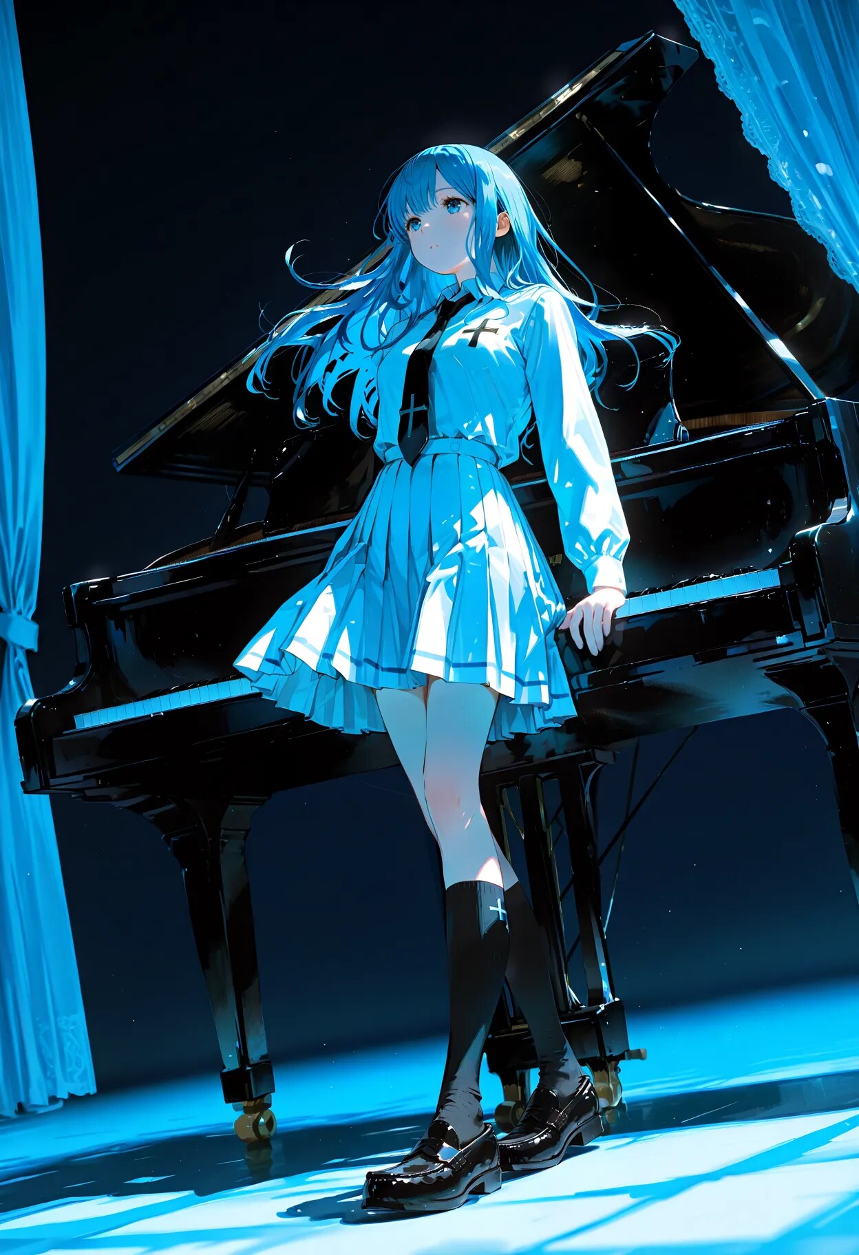 静かに響く青い音色 | の人気AIイラスト・グラビア