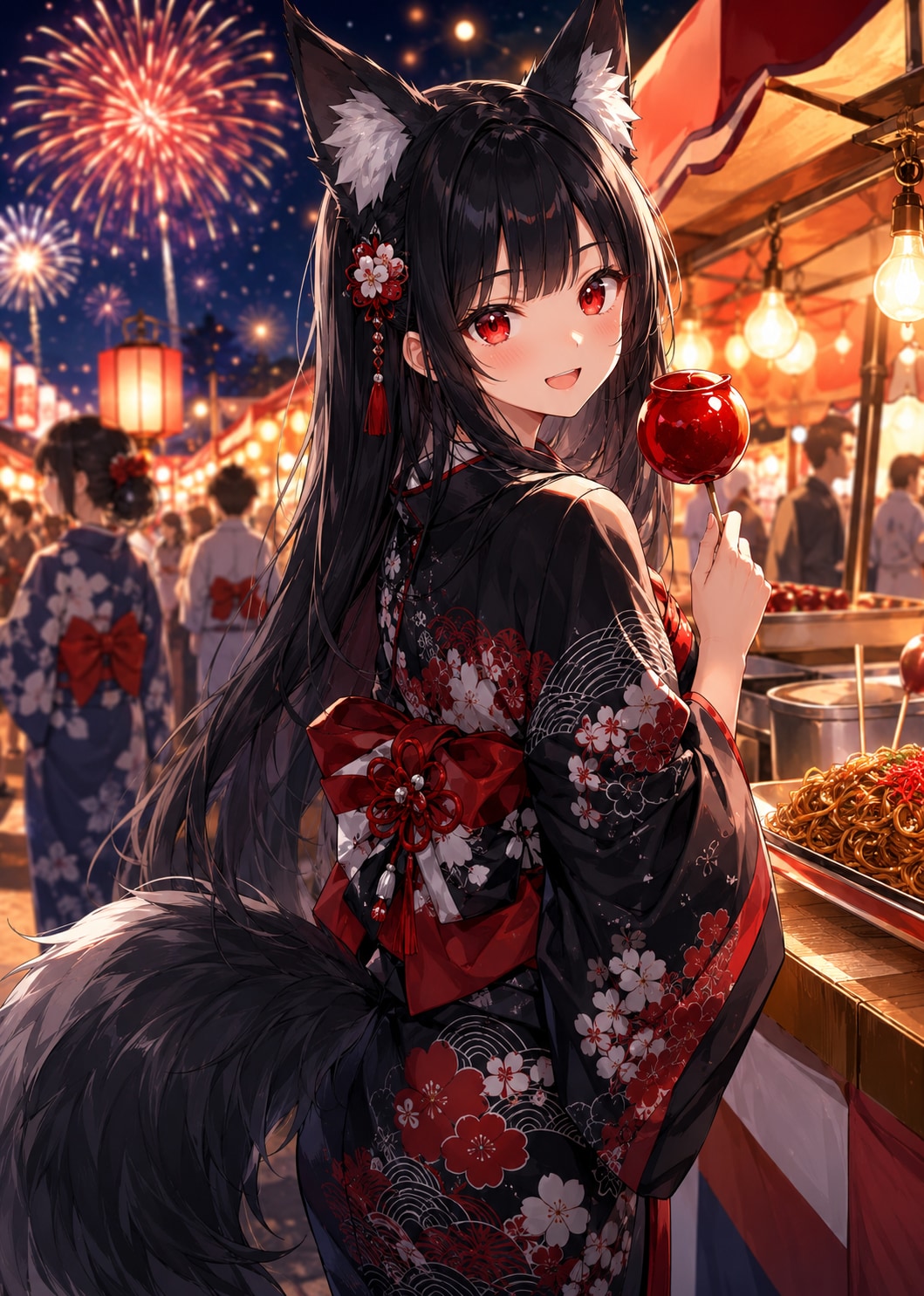夏祭りに紛れるオオカミさん