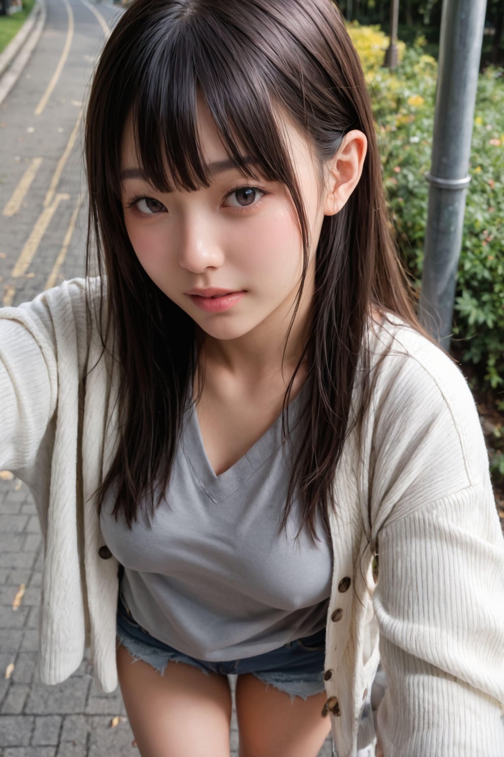 ノーブラ散歩配信女子