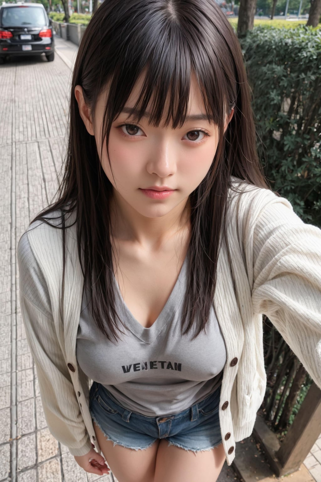 ノーブラ散歩配信女子