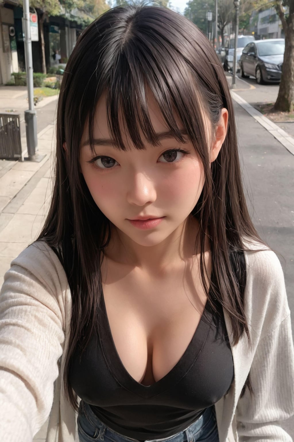 ノーブラ散歩配信女子