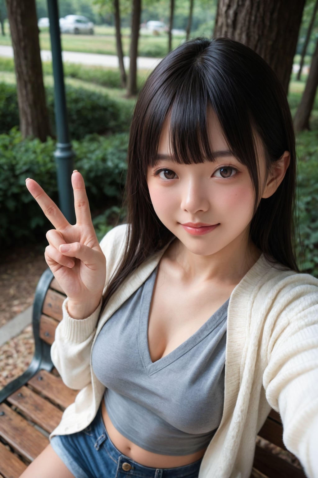 ノーブラ散歩配信女子