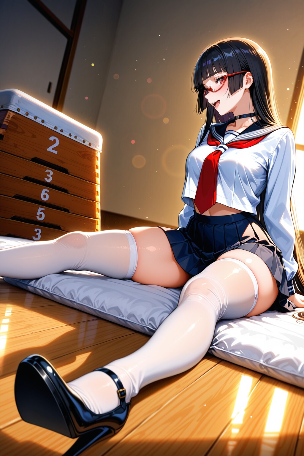 座る太まゆ姉ちゃん