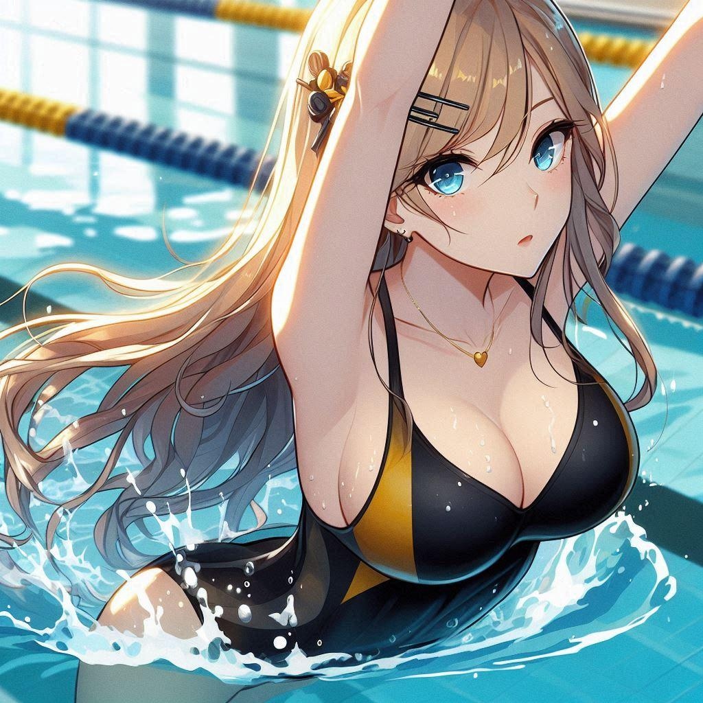 黒と黄色の競泳水着