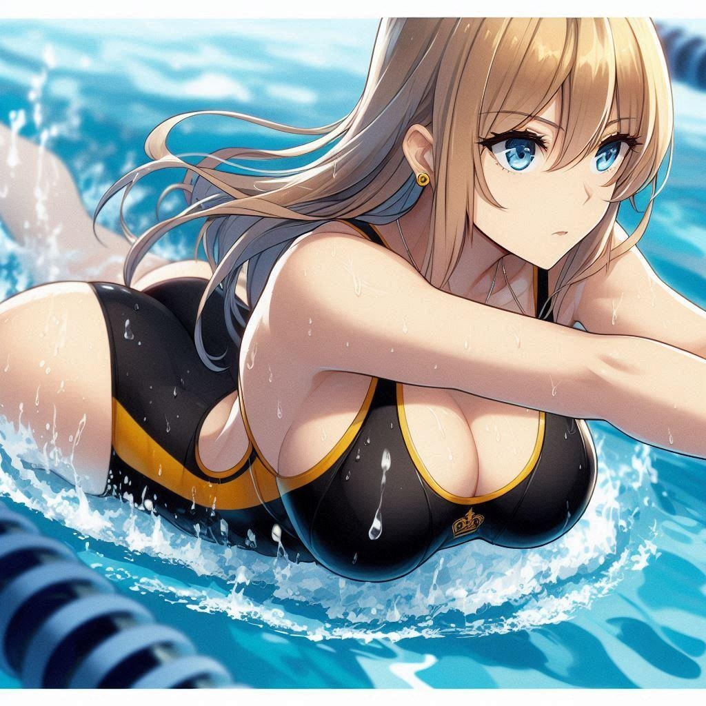 黒と黄色の競泳水着