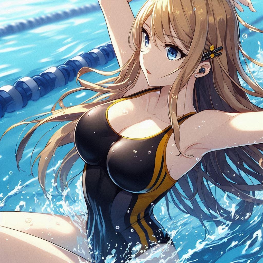 黒と黄色の競泳水着