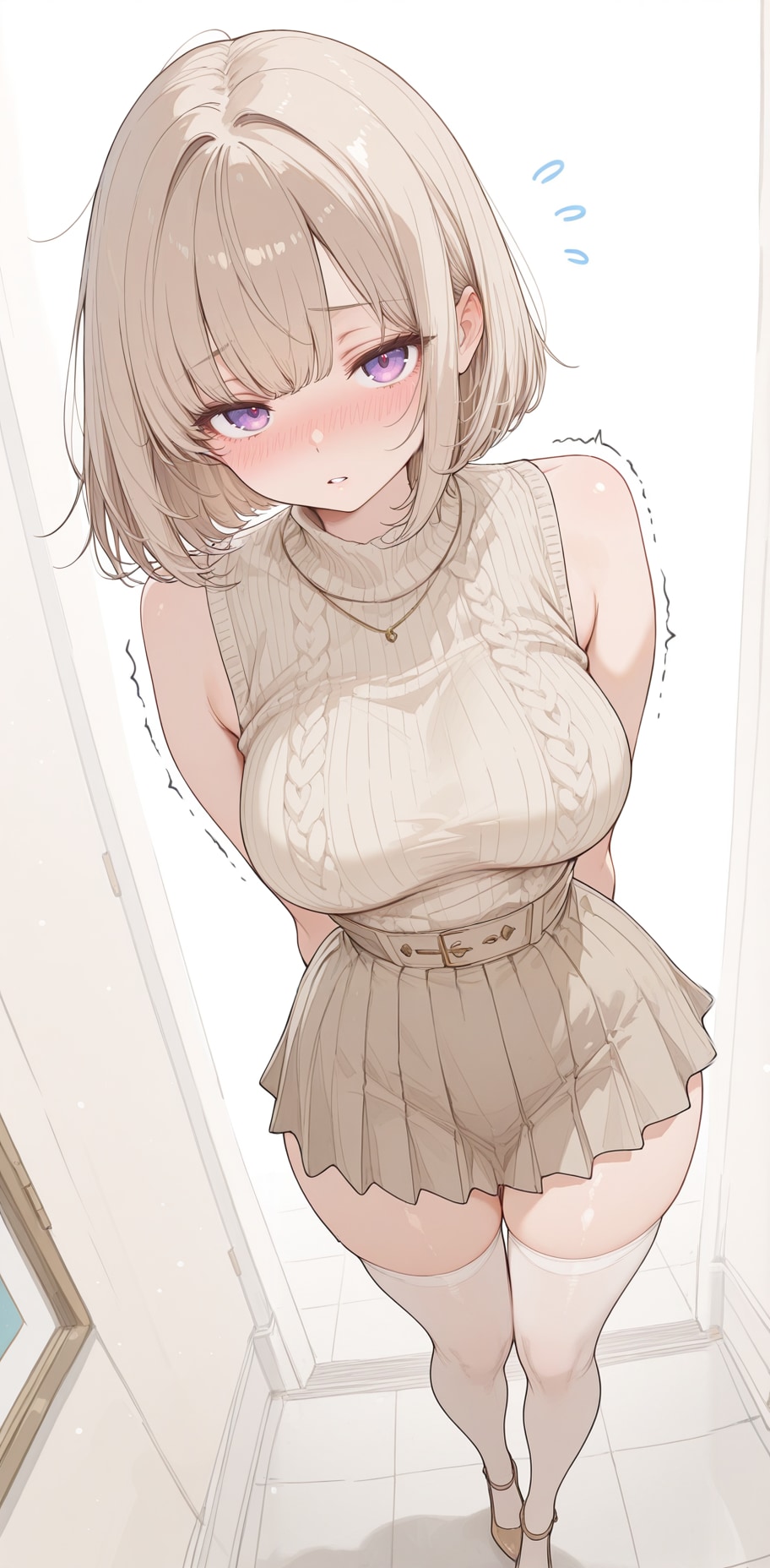 こんな格好で廊下に出ちゃダメ…ですよね…/// | の人気AIイラスト・グラビア