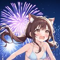 花火に驚く猫耳少女 2枚目
