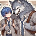 狼獣人に懐かれる青い子 3枚目