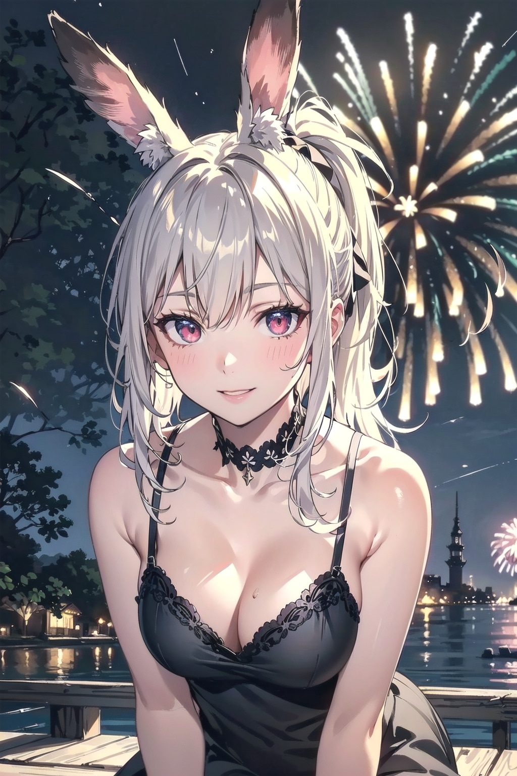 みみと花火、どっちがキレイなのです❓🐰🎶