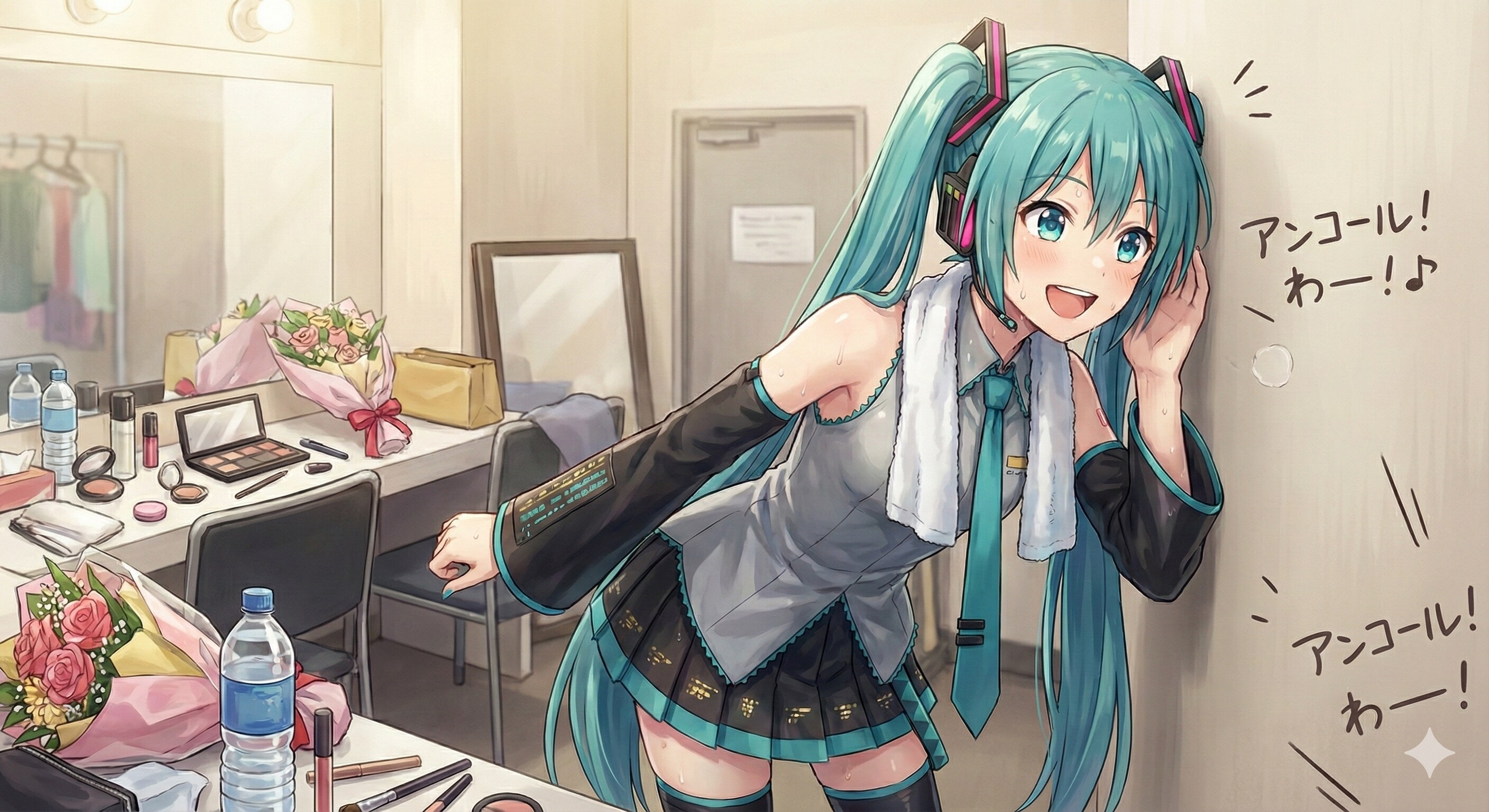 ミクさんの楽屋まで聞こえるライブ会場からのアンコールの催促 | の人気AIイラスト・グラビア