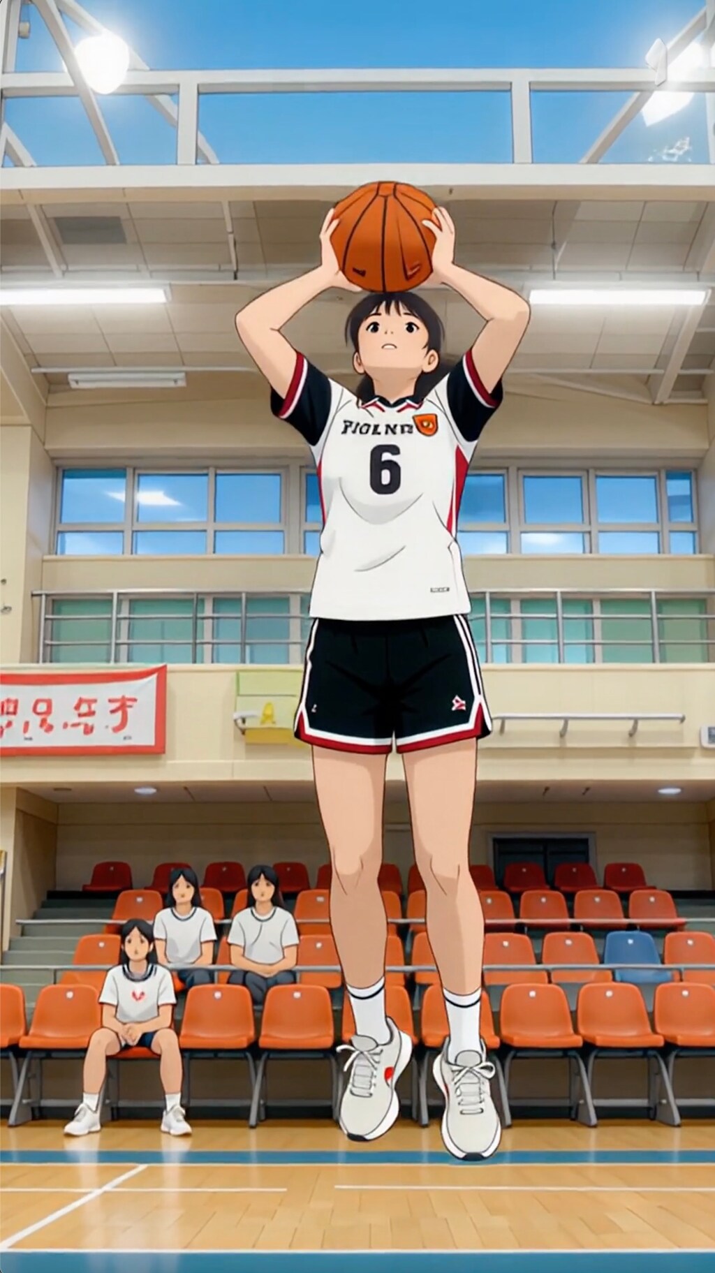 女バスのジャンプシュート376