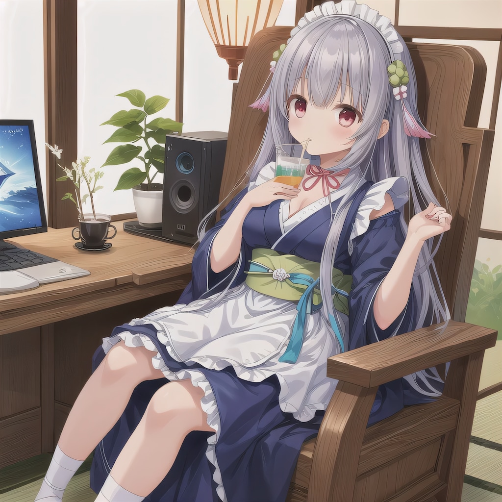 灰髪ロングで漫画喫茶の少女５