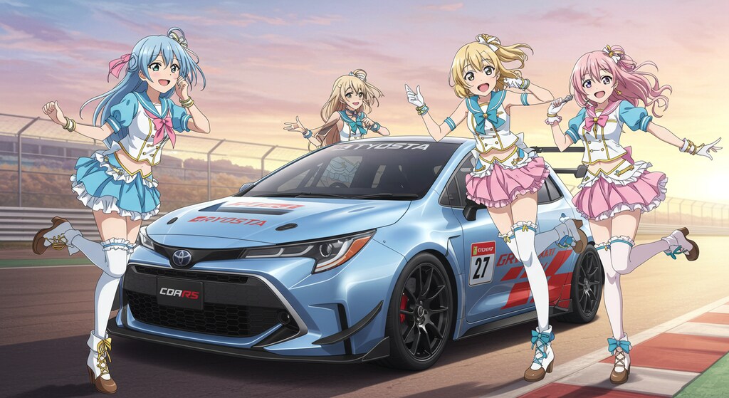 アニメキャラとGRカローラレーシングカー