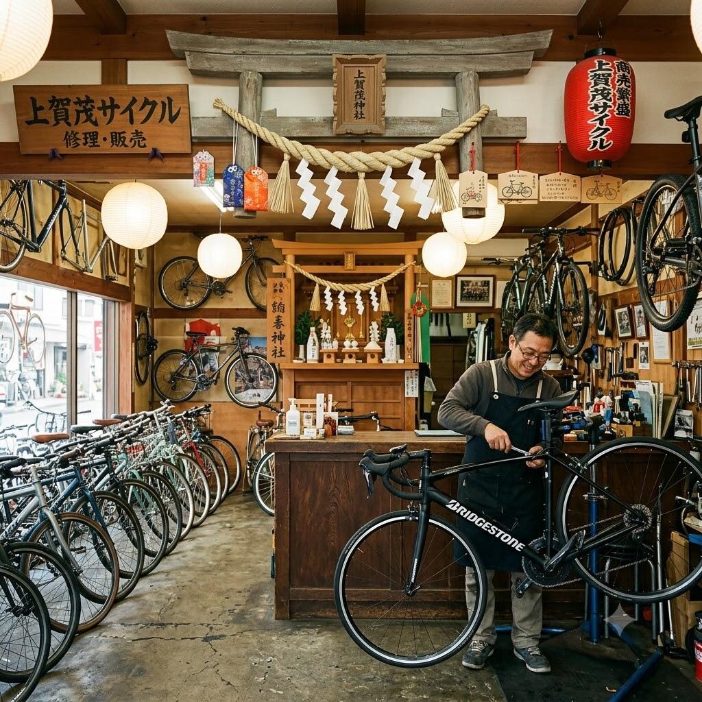 神社っぽい自転車屋さん