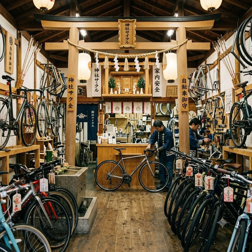神社っぽい自転車屋さん