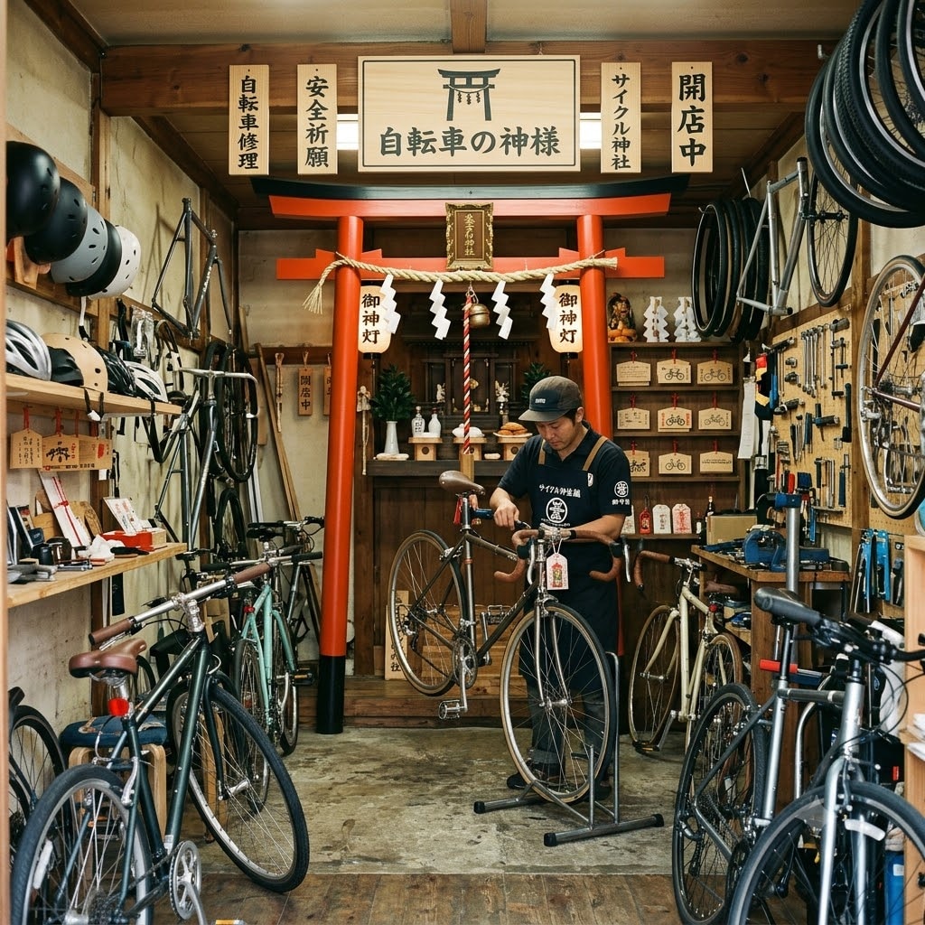 神社っぽい自転車屋さん