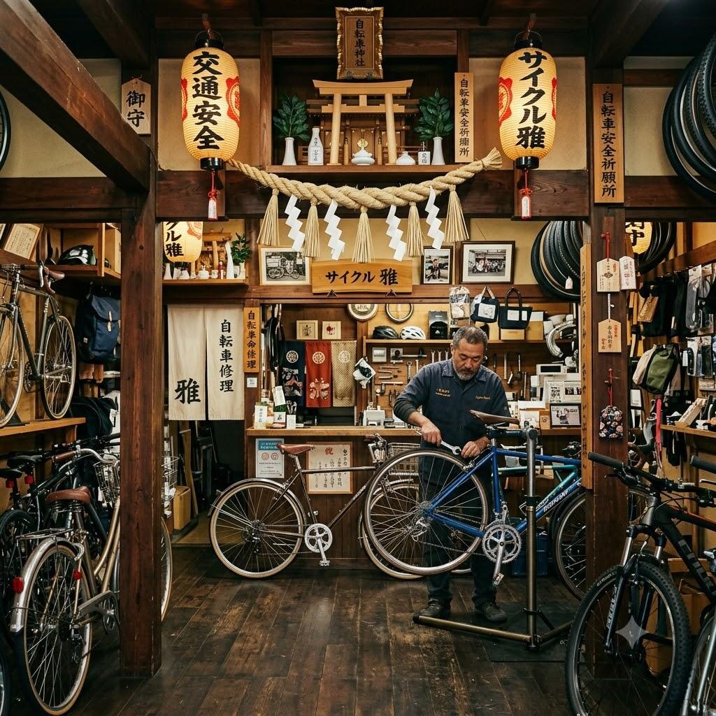 神社っぽい自転車屋さん