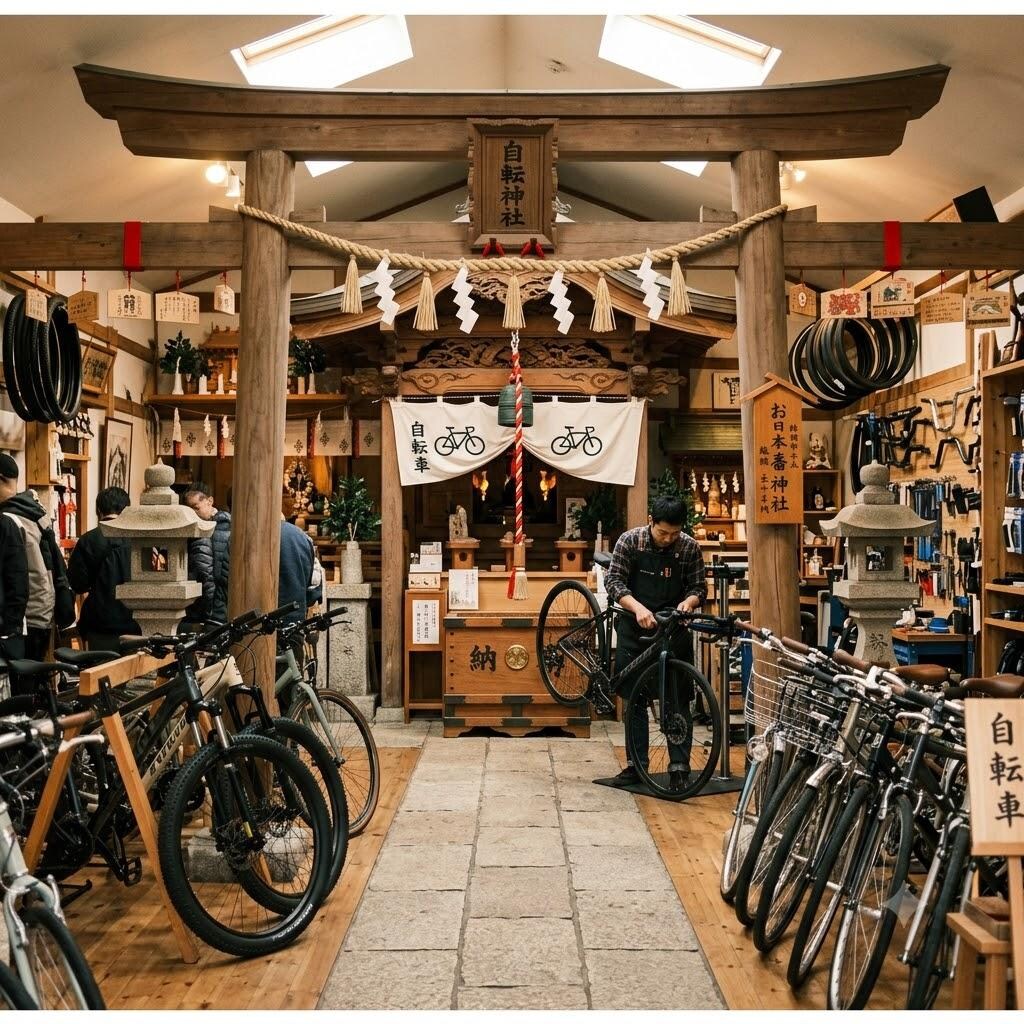 神社っぽい自転車屋さん