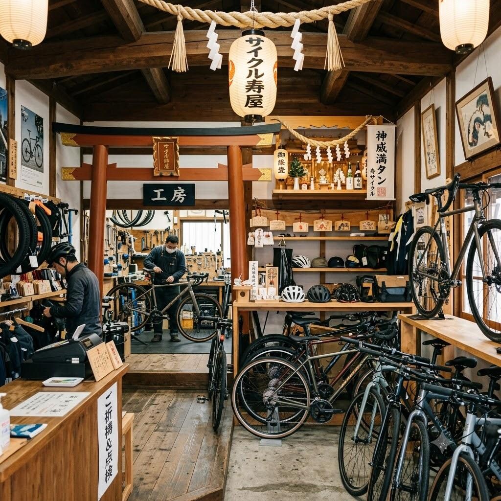 神社っぽい自転車屋さん
