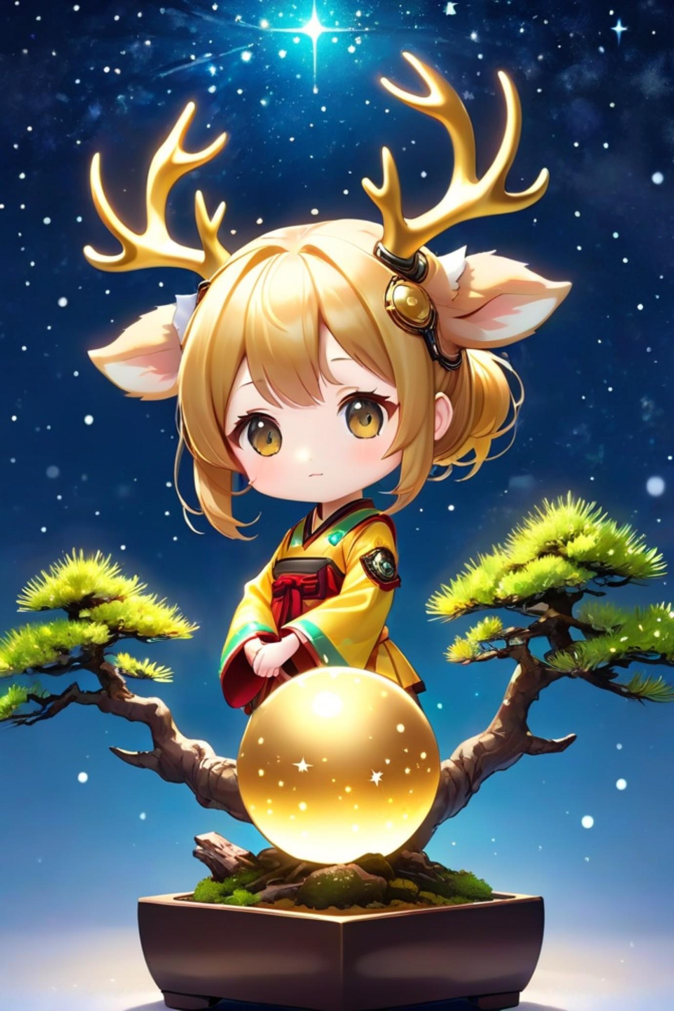 盆栽と金髪ちゃん