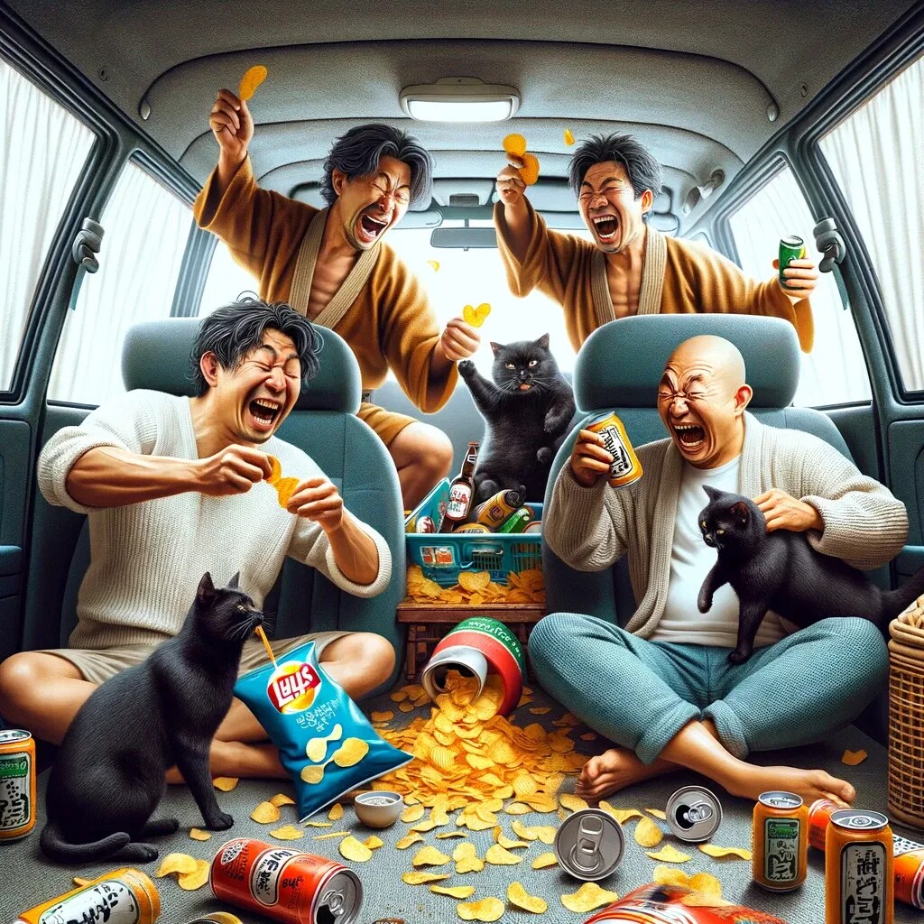 車内でパーティ
