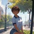 片足を上げた日焼け少女 3枚目