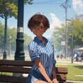片足を上げた日焼け少女 4枚目