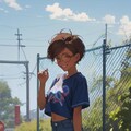 片足を上げた日焼け少女 8枚目