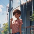片足を上げた日焼け少女 7枚目