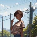 片足を上げた日焼け少女 6枚目