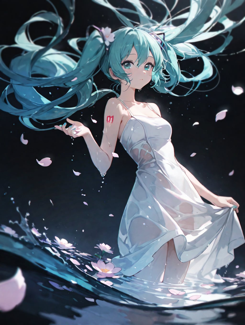 水に浮かぶ花びら