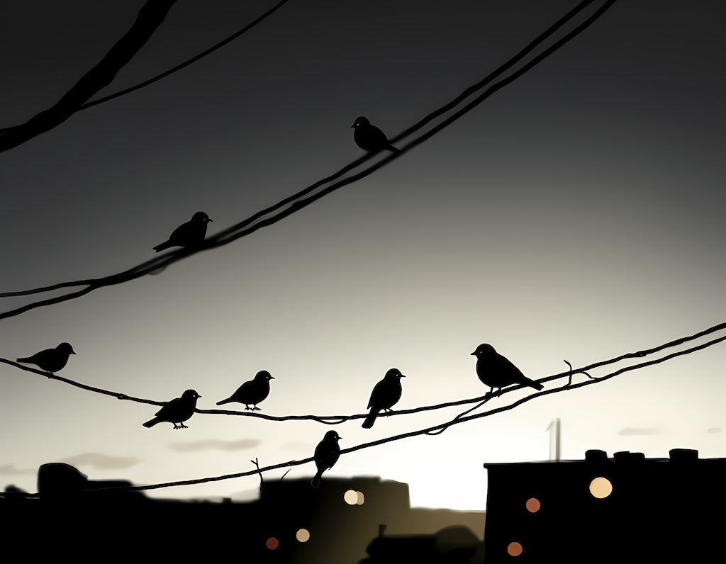 電線の雀