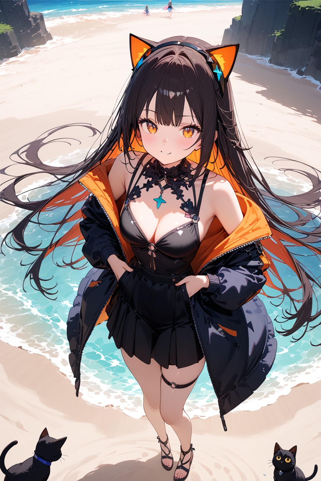 砂浜の魔女と猫