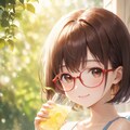 眼鏡女子 楓の夏の水分補給 2枚目