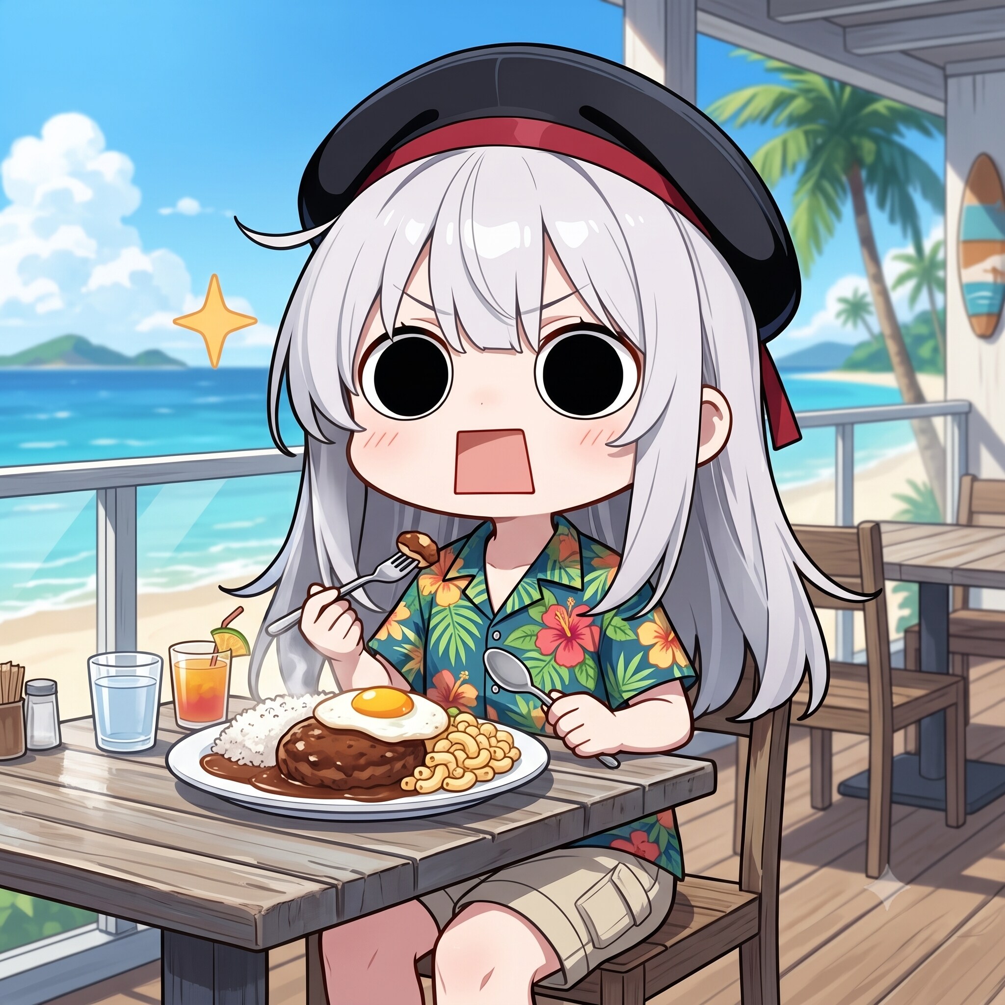 ロコモコを頂くえらいこっちゃ嬢