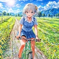 Country cycling girl 2枚目
