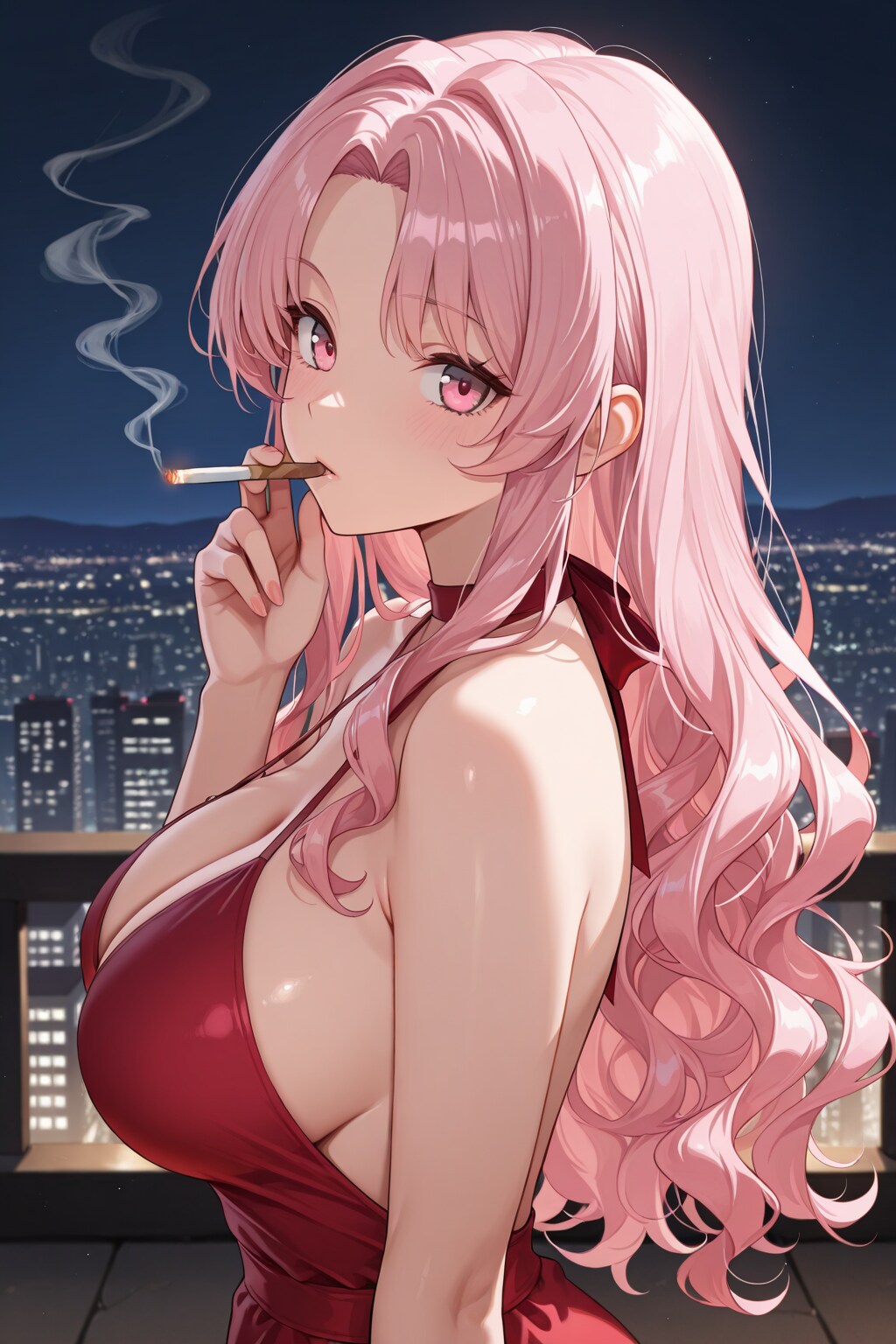 【借】屋上で煙草を吸うロゼさん