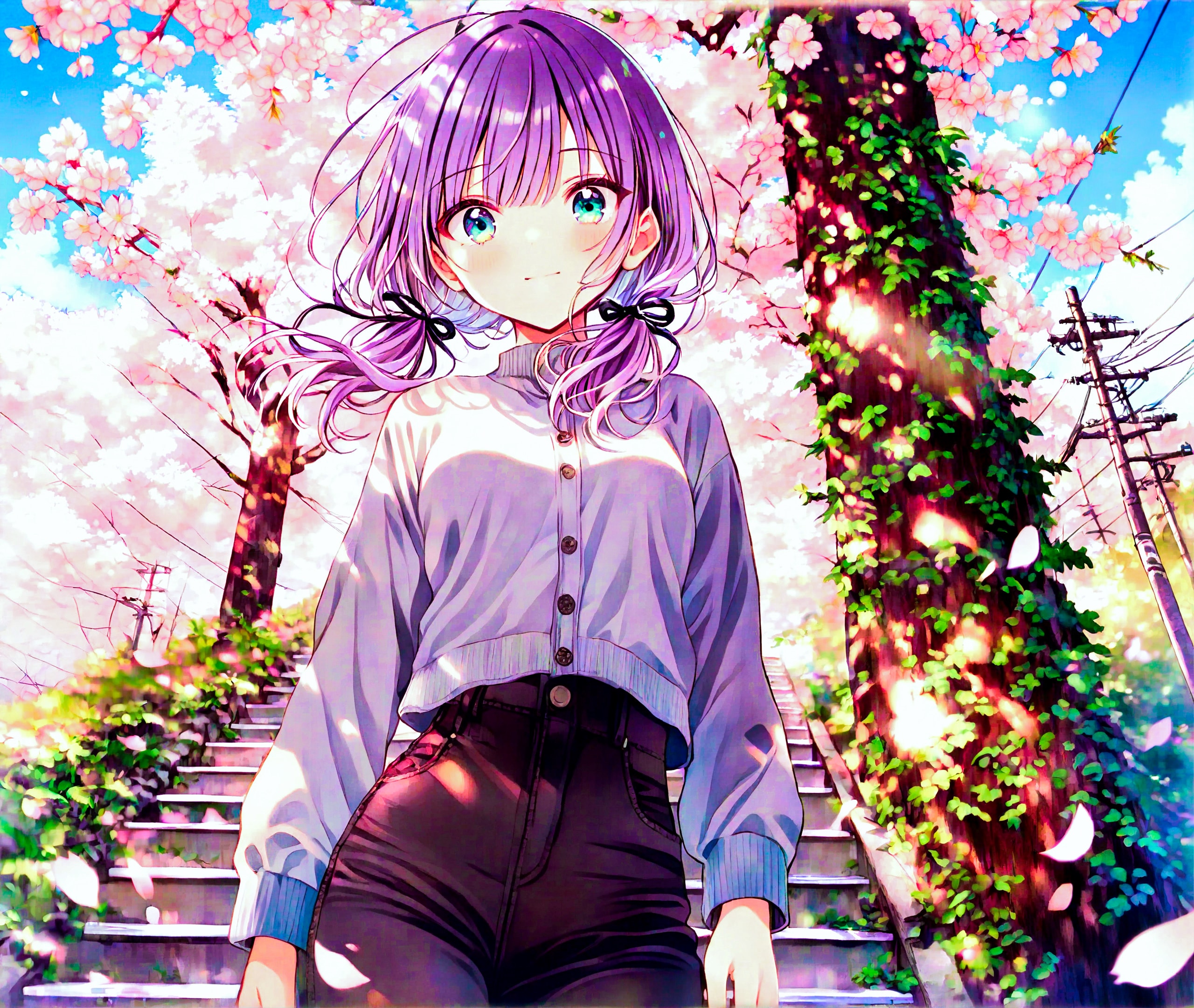 階段の桜 | の人気AIイラスト・グラビア