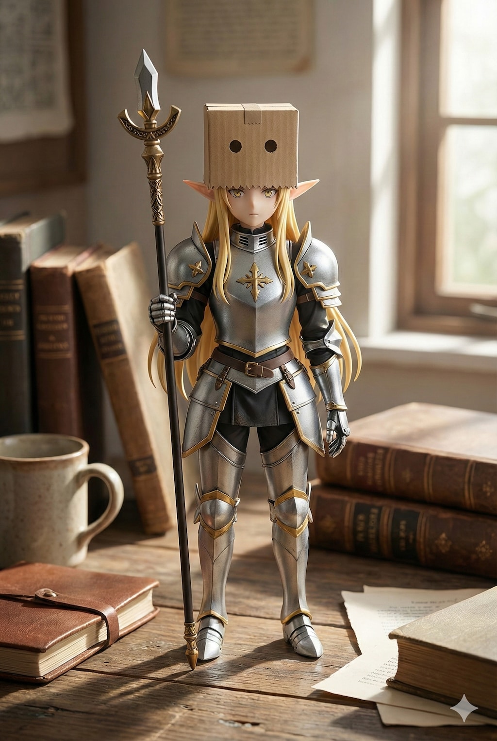 森の騎士団歩兵ビーヴァ・ヌリタシーさん、段ボール装備