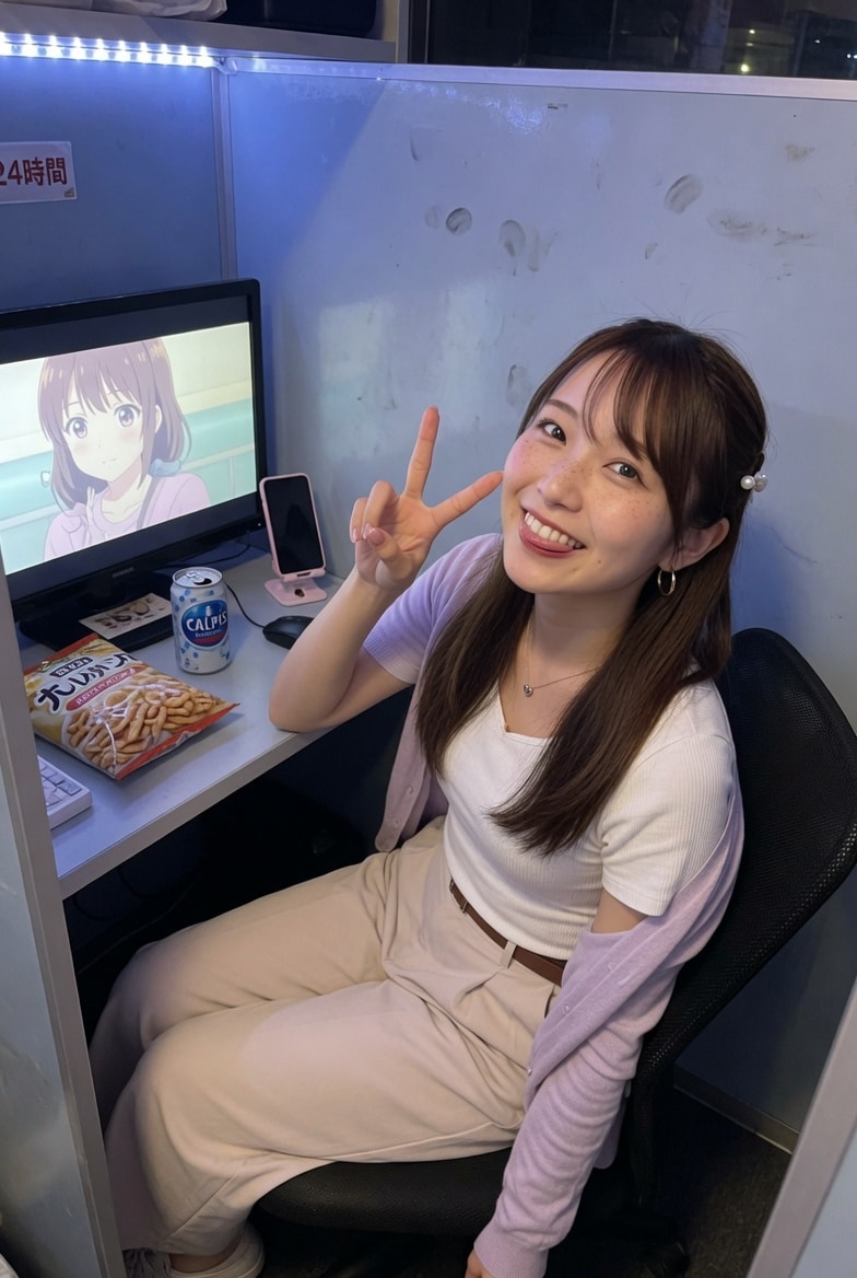 ネカフェで彼女がふざけている