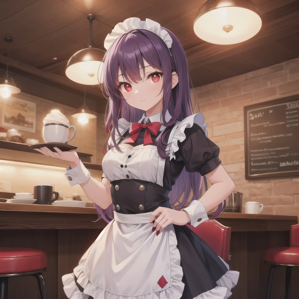 紫髪ロングでカフェの少女７
